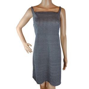 JOLIE & JOY Women's Midi Plaid Dress 1X Polyester Spandex Black White